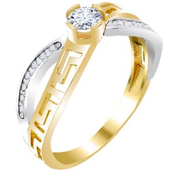 Χρυσό μονόπετρο δαχτυλίδι Κ14 με μαίανδρο